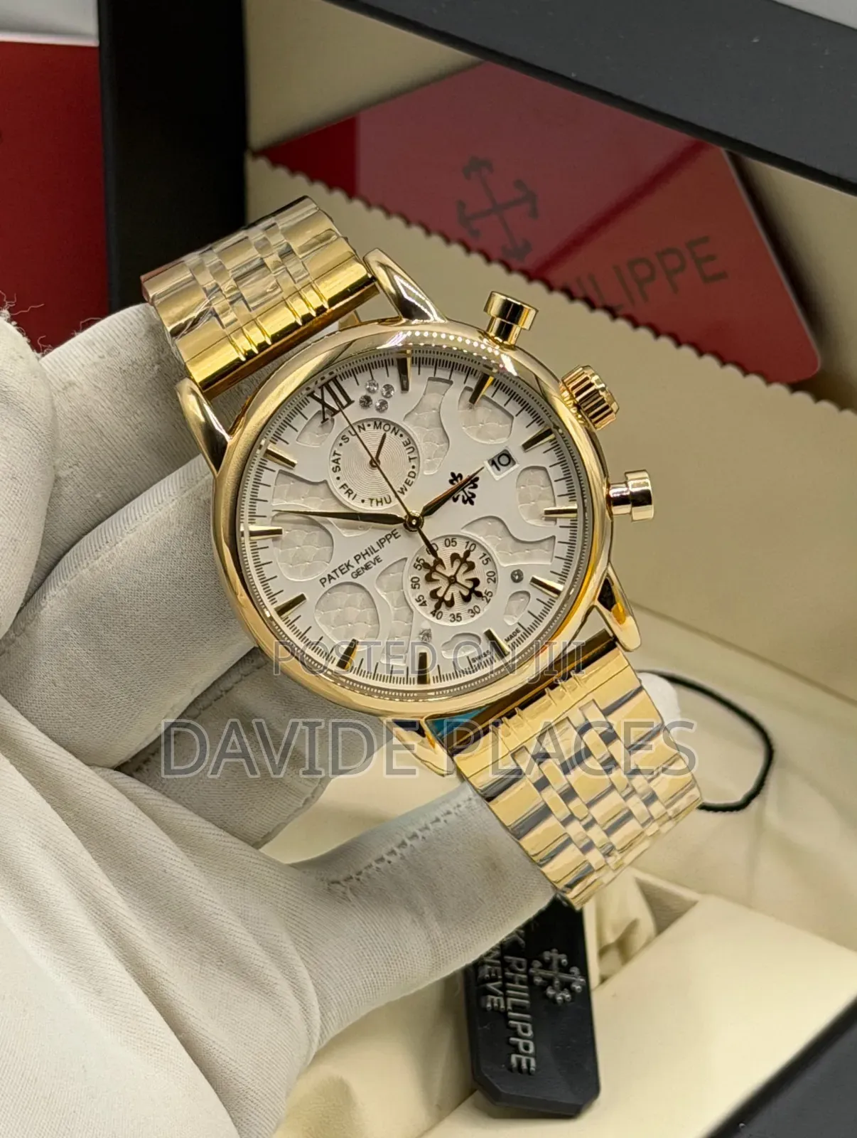 Patek Phillipe Geneve, Stainless Steel Chain Watch, With Active Chrono
