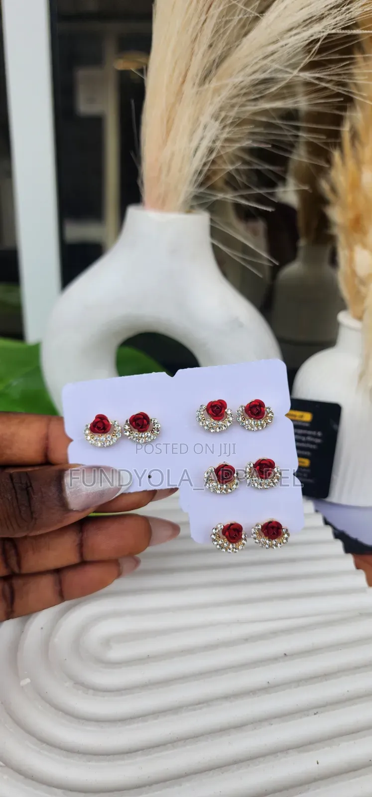 Red Bloom Pin Earring