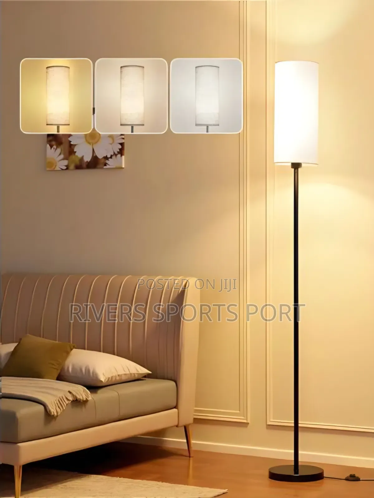 Standing FLOOR Lamp With Lampshade Foot Switch[3 Colour Bulb Inside]