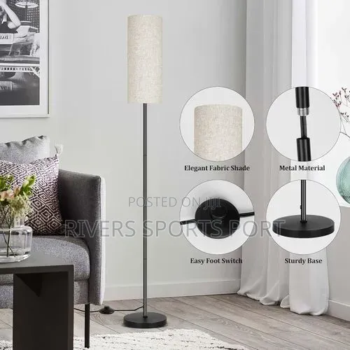 Standing FLOOR Lamp With Lampshade Foot Switch[3 Colour Bulb Inside]