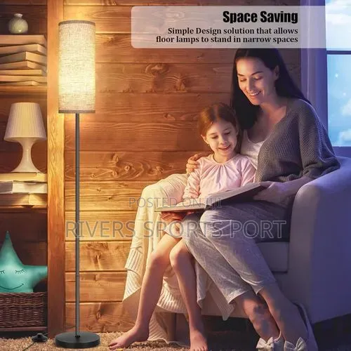 Standing FLOOR Lamp With Lampshade Foot Switch[3 Colour Bulb Inside]
