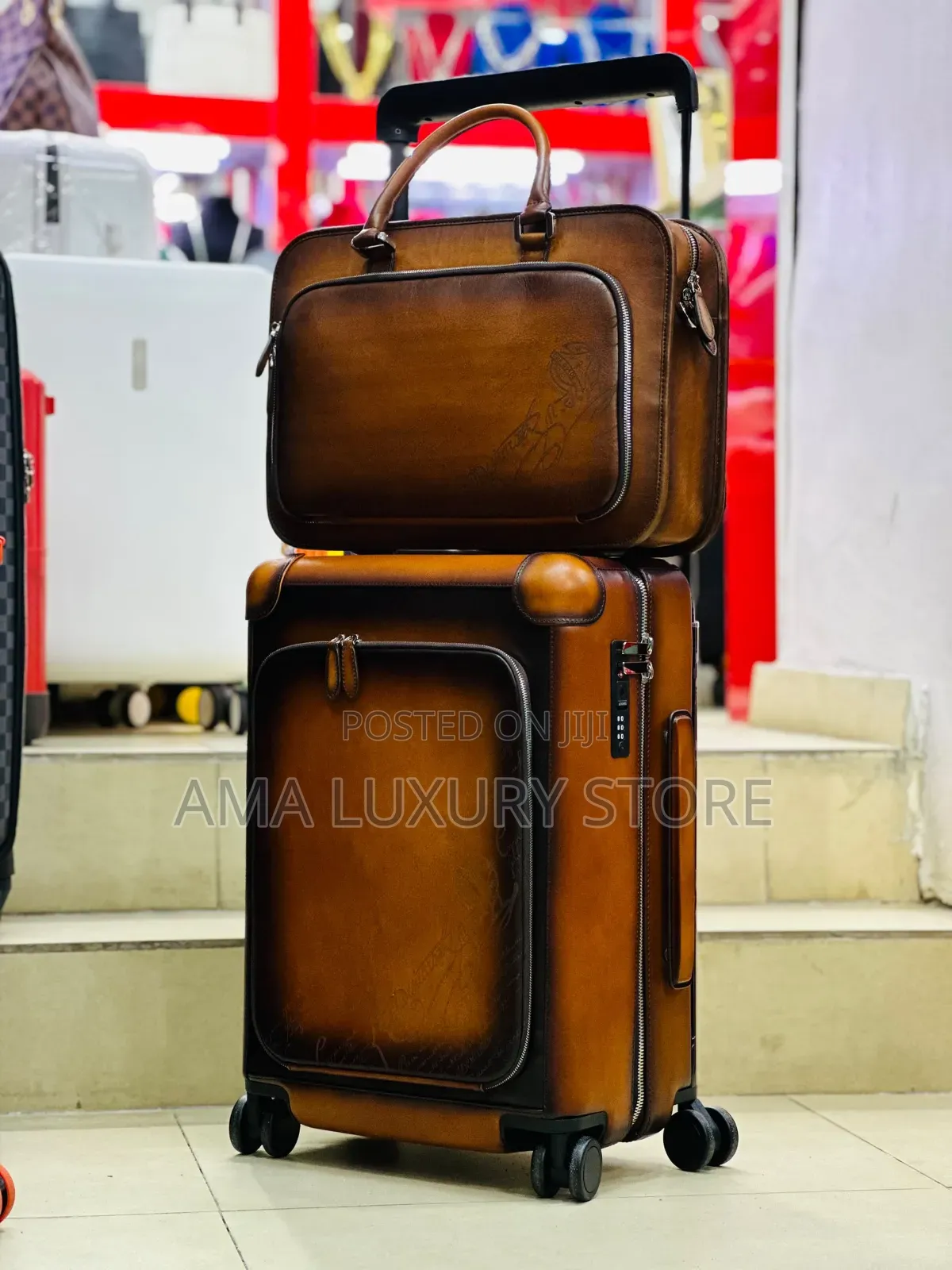 Berluti Premium Luxury Travel Luggage/Laptop Bag Set–Spacious Durable