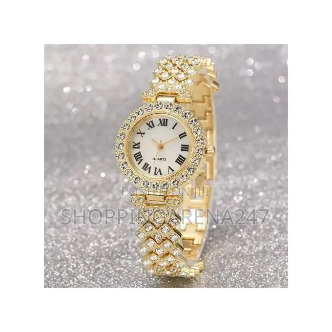 Women's Gold Watch,Ring,Necklace,Earrings ,Bracelet Jewelry Set