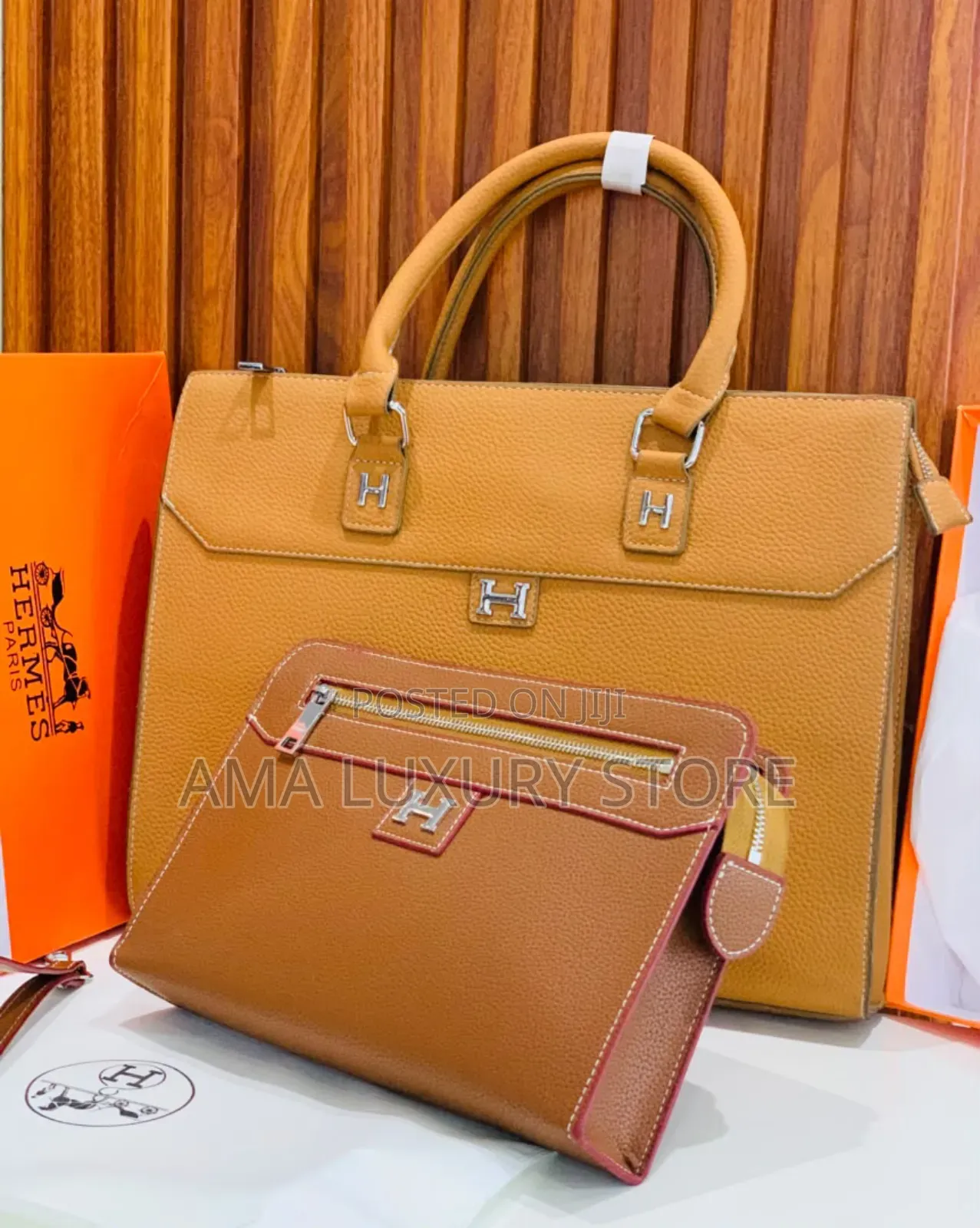 Hermes Premium Luxury Leather Laptop/Purse 2in1 Set– Stylish Durable