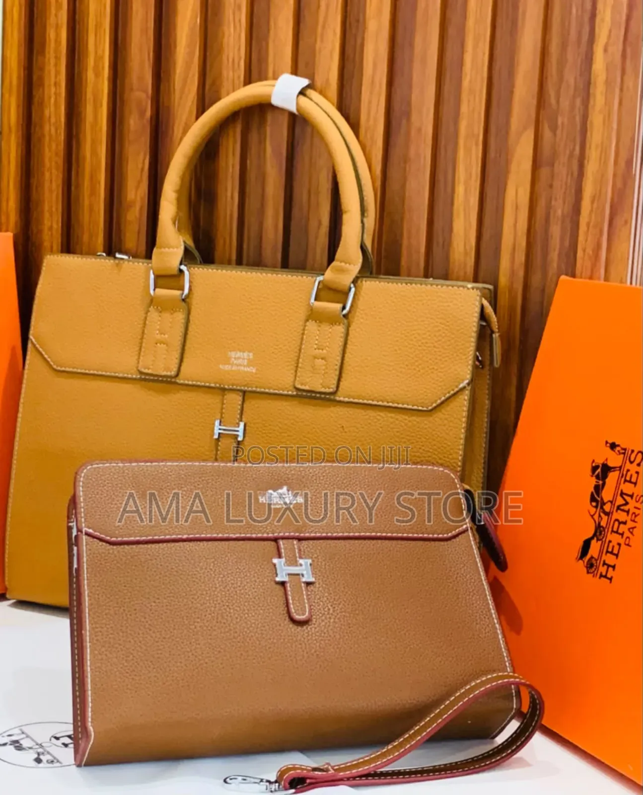 Hermes Premium Luxury Leather Laptop/Purse 2in1 Set– Stylish Durable