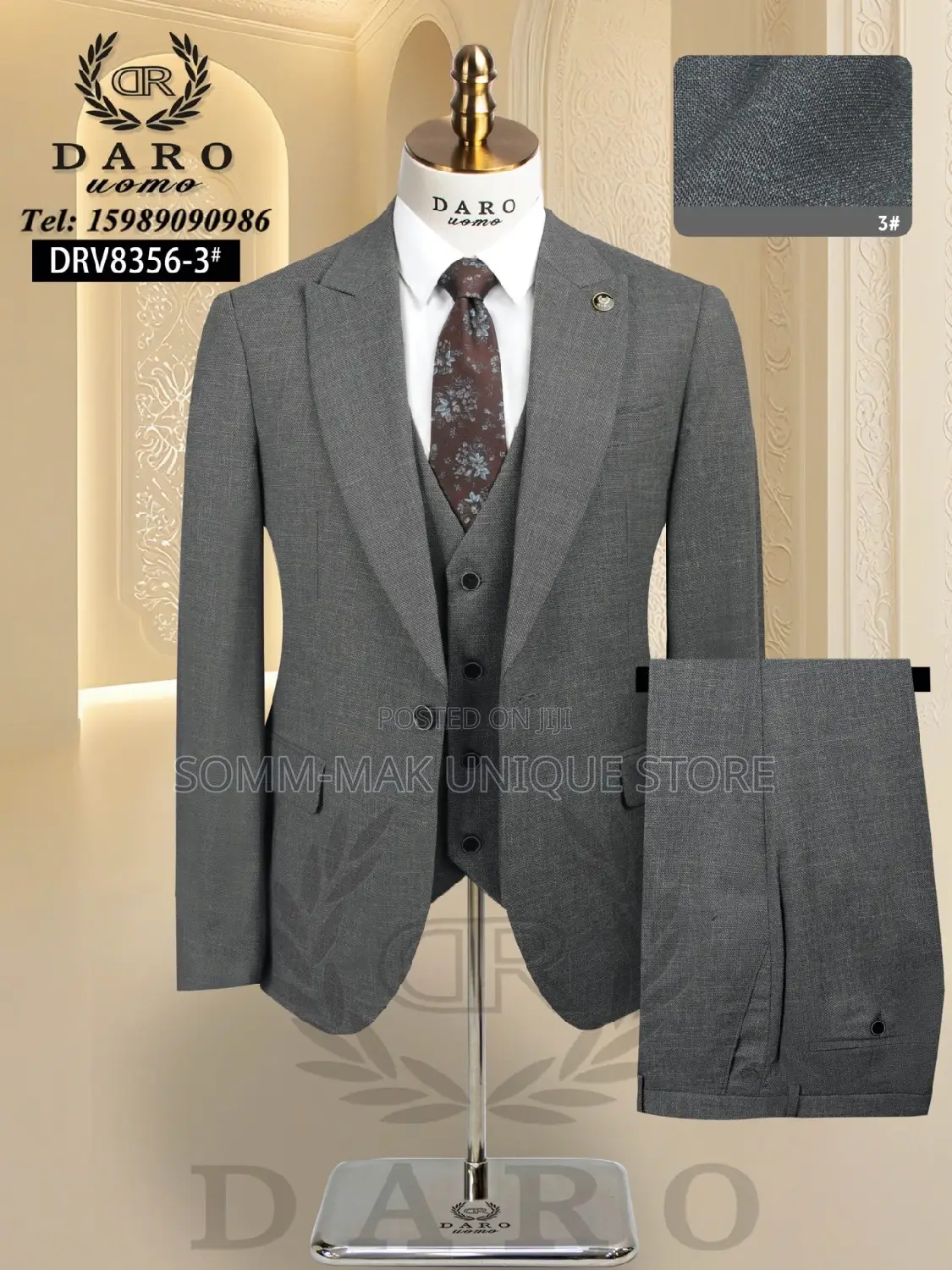 Black Smart Men's 3 PCS Suit