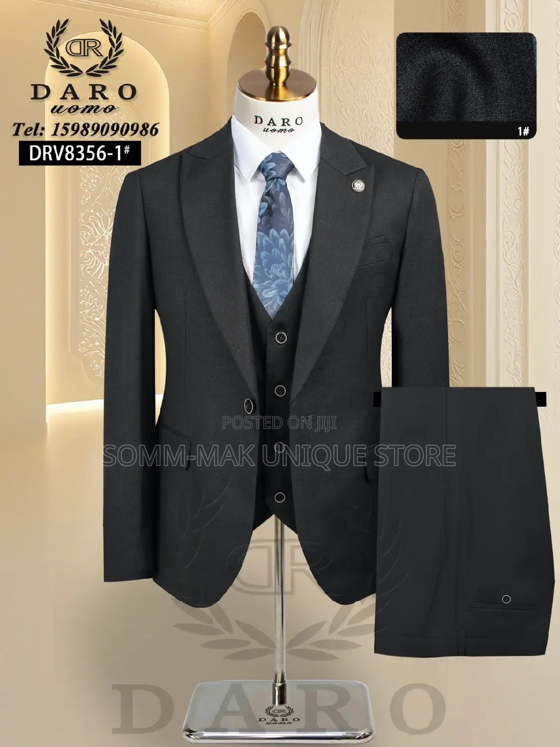 Black Smart Men's 3 PCS Suit