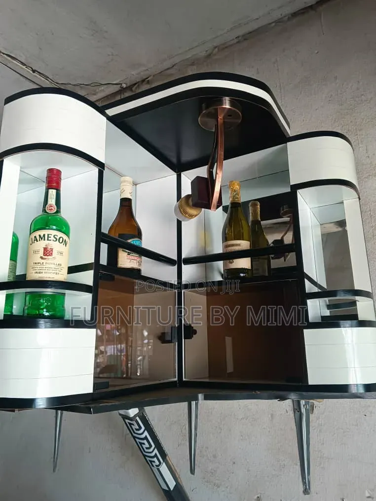 Modern Corner Bar Cabinet With Built-in Light