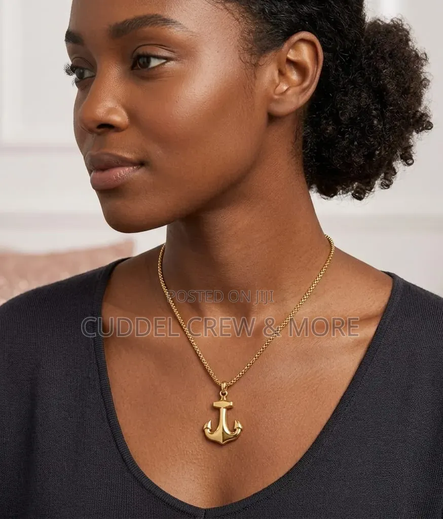 Unisex Stainless Steel Anchor Pendant Necklace