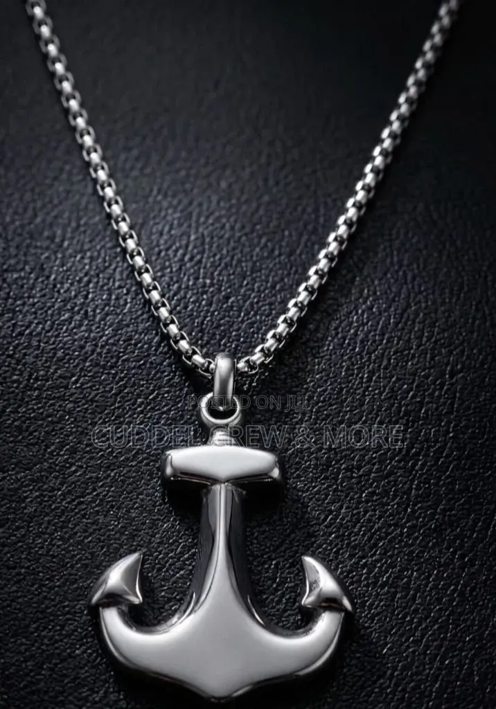 Unisex Stainless Steel Anchor Pendant Necklace