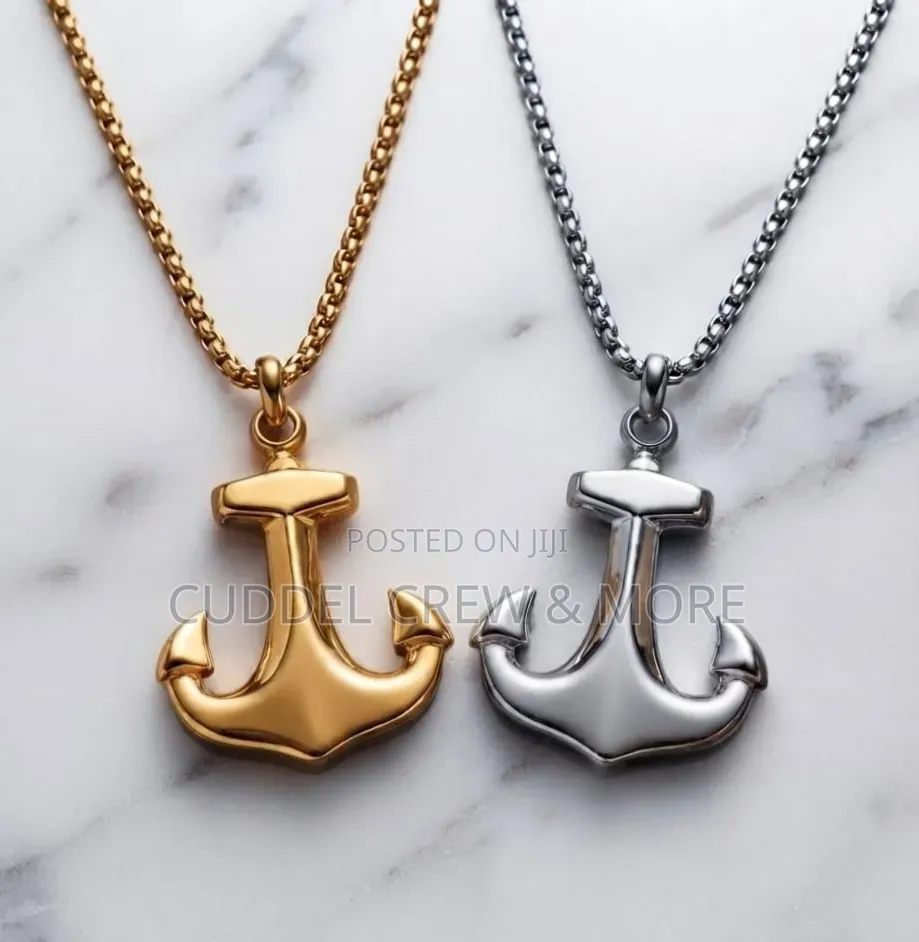 Unisex Stainless Steel Anchor Pendant Necklace