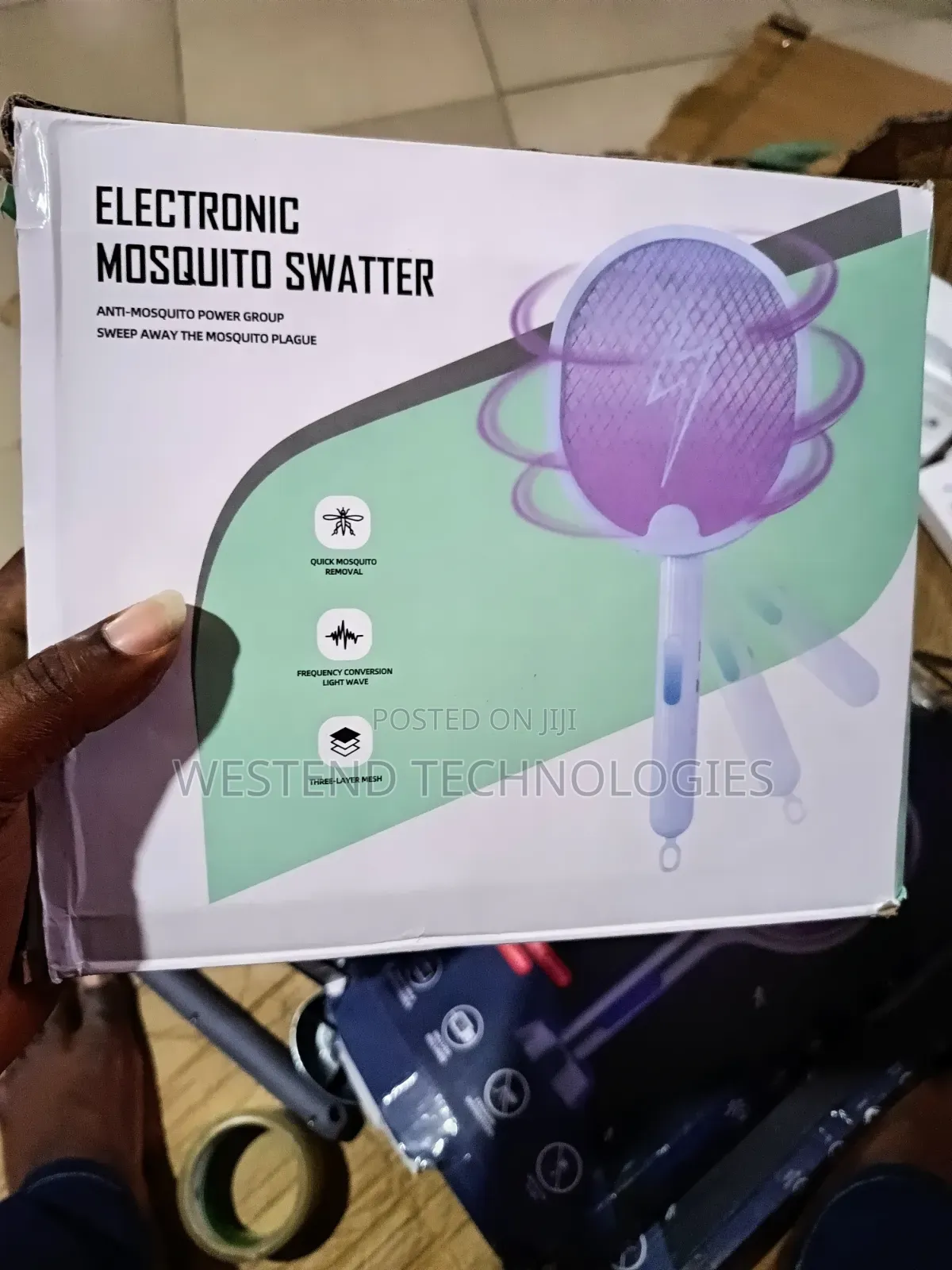 3 in 1 Foldable Rechargeable Electric Mosquito Swatter Racket With LED