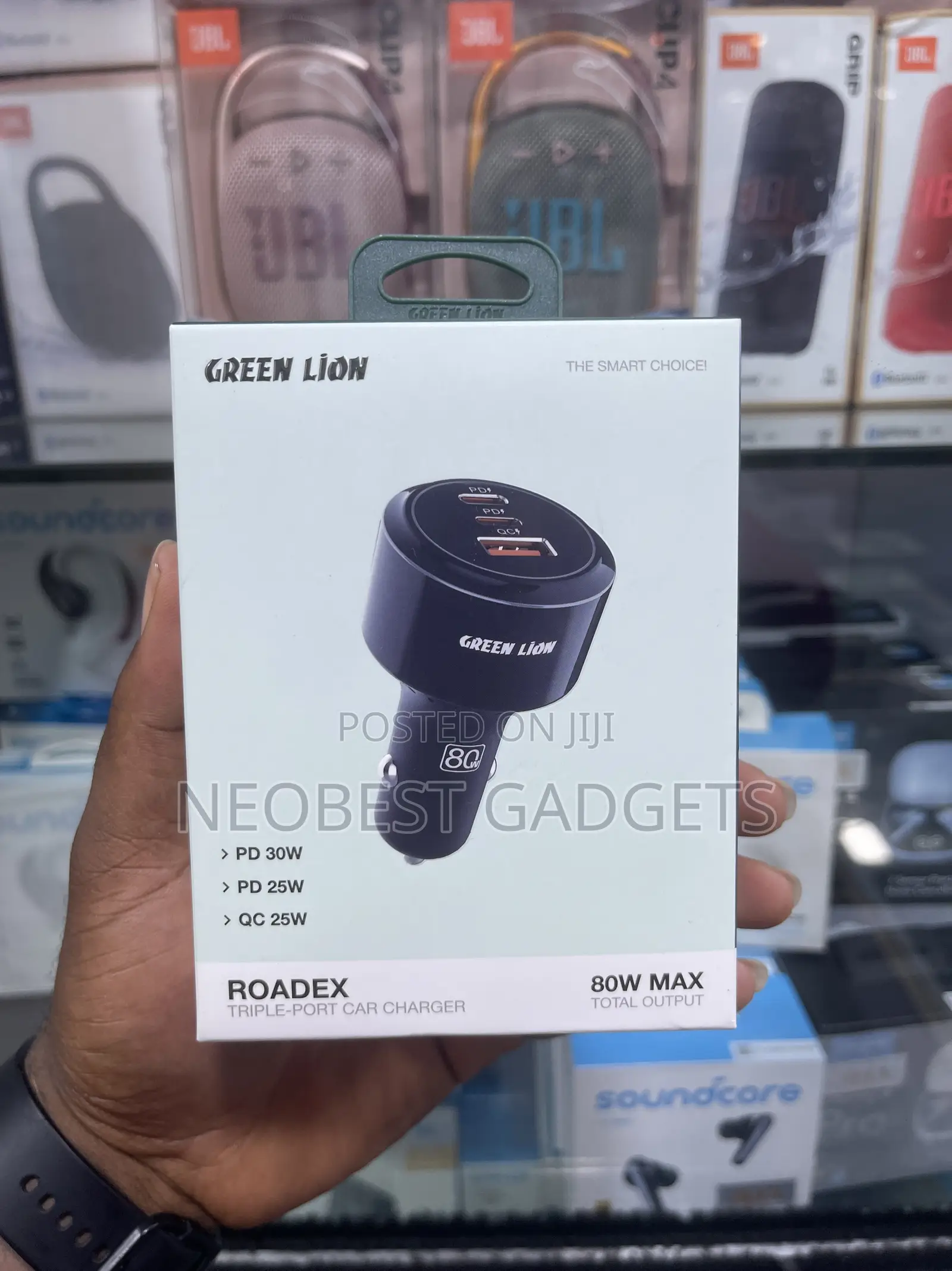 Green Lion Rodex Triple Port Car Charger 80W