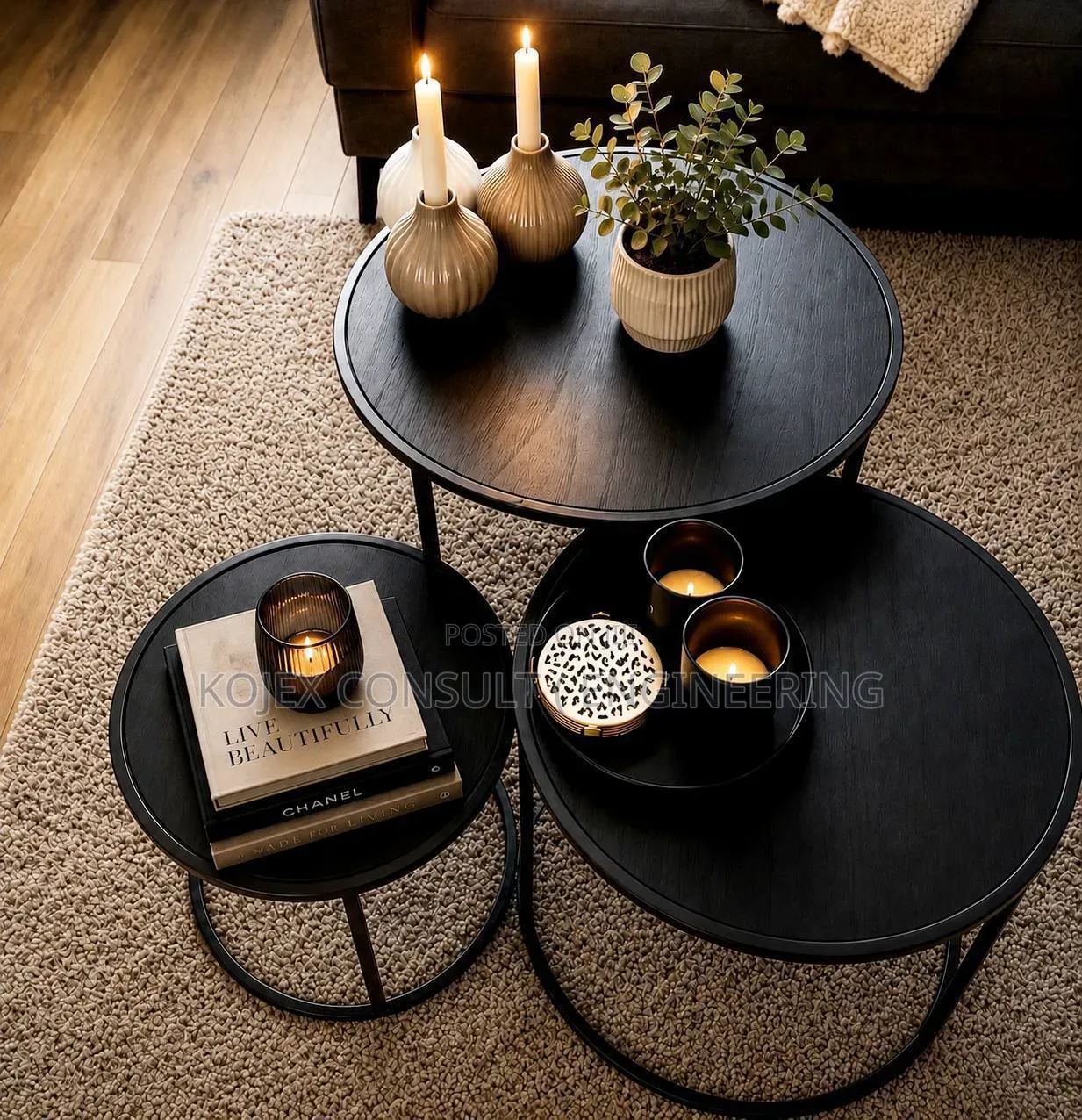 Nesting Center Table Set. . It Is a 3-Piece Set. . WOODEN Top .