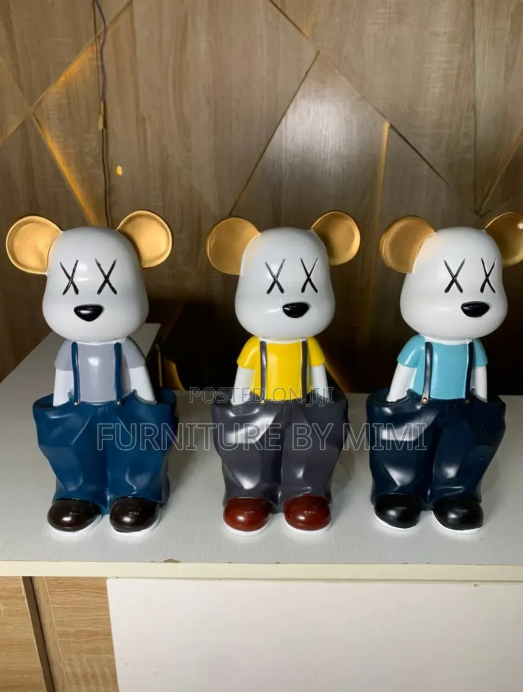 3 PCS Premium Baggy Bear Living Room Decor Statues