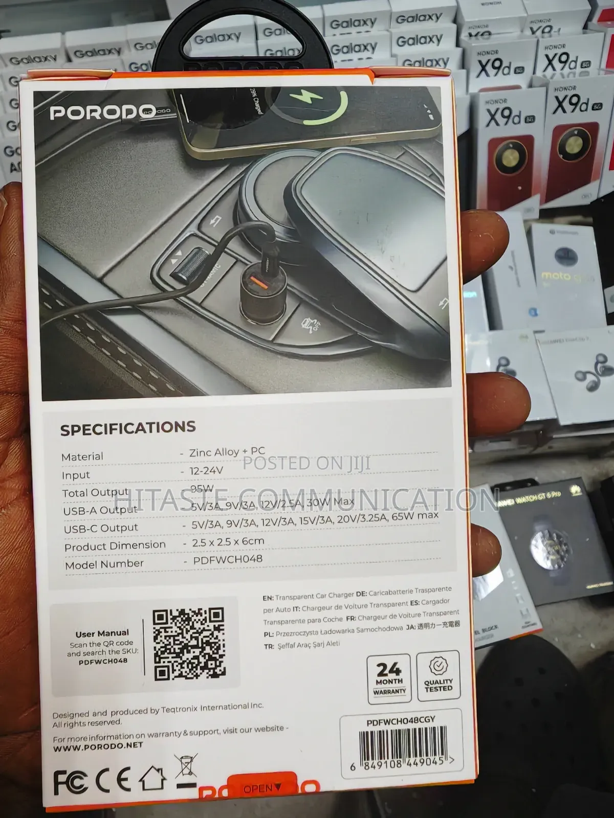 Porodo Transparent 95W Fast Car Charger