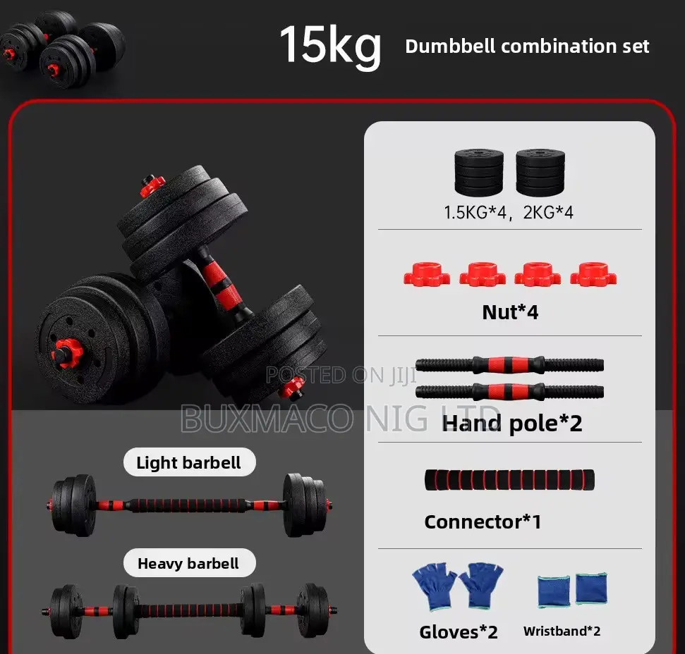 15Kg Dumbbell+ Kettle With Base+ Hand Gloves