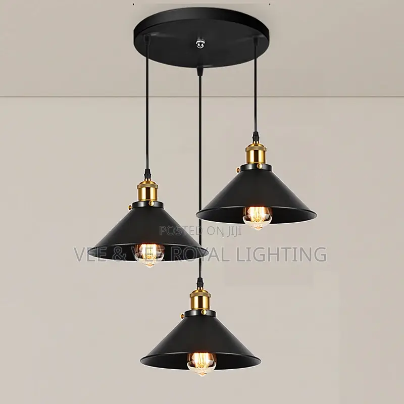 3 Drop Black Chinese Shade Light- For Dining, Kitchen Island, Sit Outs