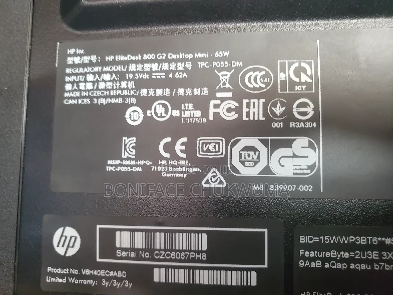 Desktop Computer HP EliteDesk 800 8GB Intel Core i5 SSD 256GB
