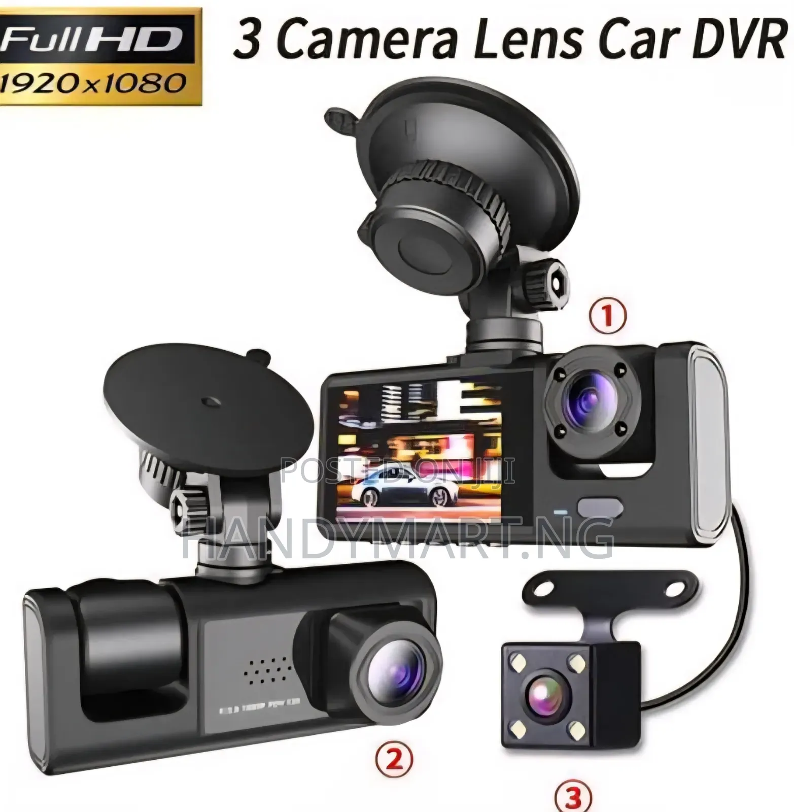 Vehicle Black Box(3Channel Car DVR Traffic RecorderDash Cam Kit 40%OFF
