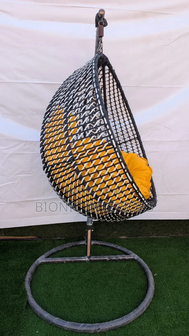 Black Swing Chair With Yellow Foam