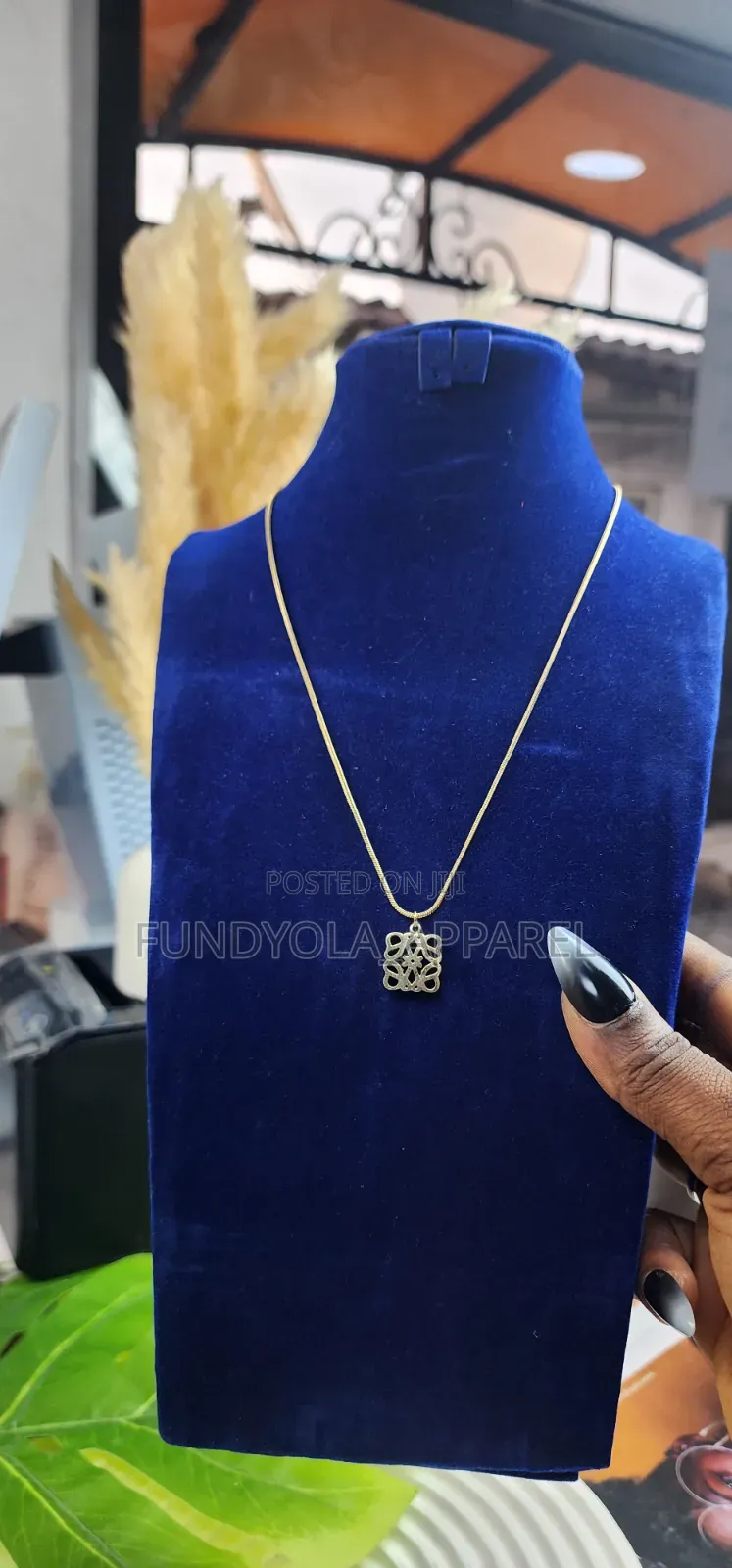 Loewe Gold Anagram Pendant Necklace