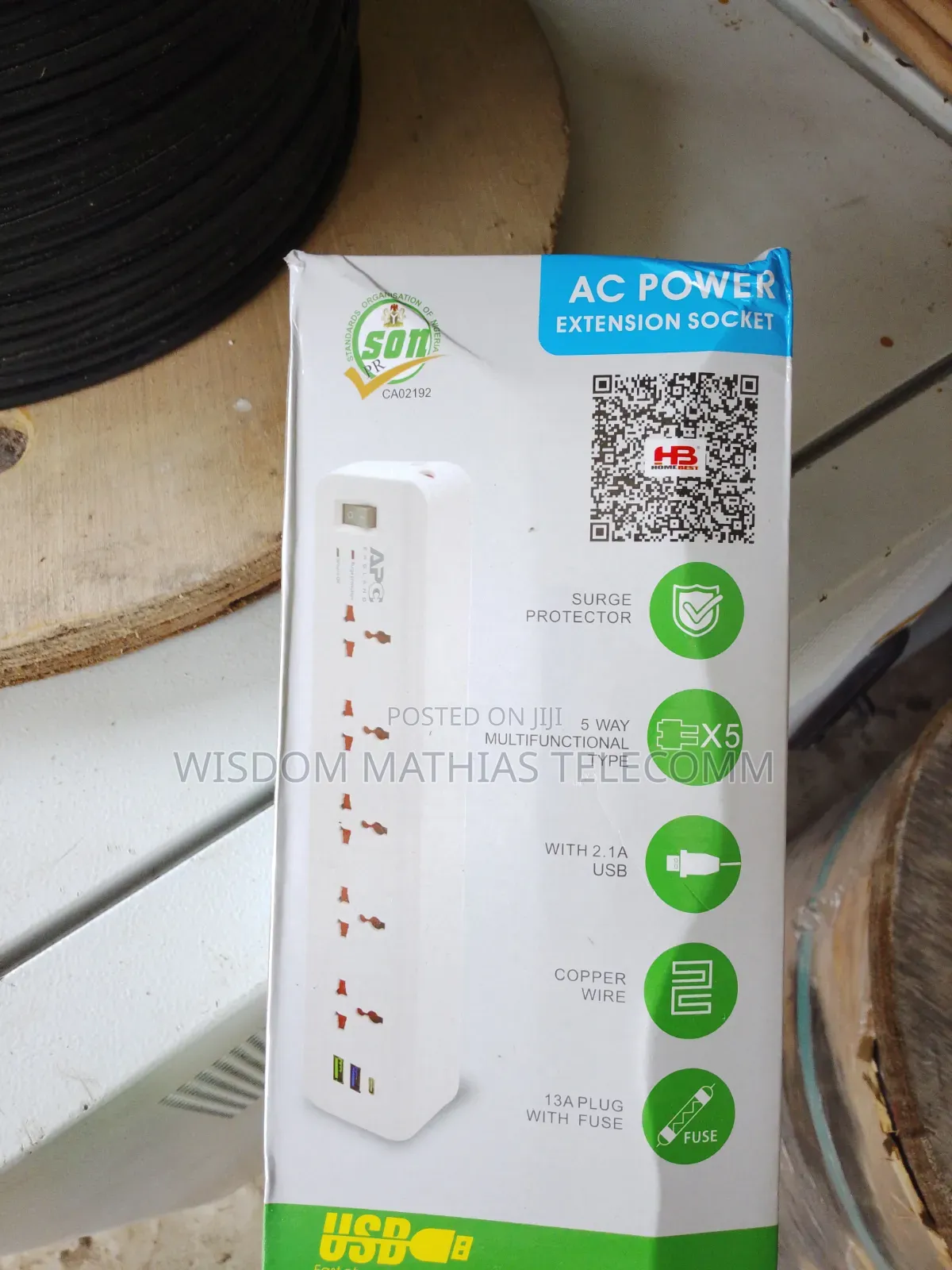 APC 5-Way Surge Protector Extension Socket 2 USB + Type-C