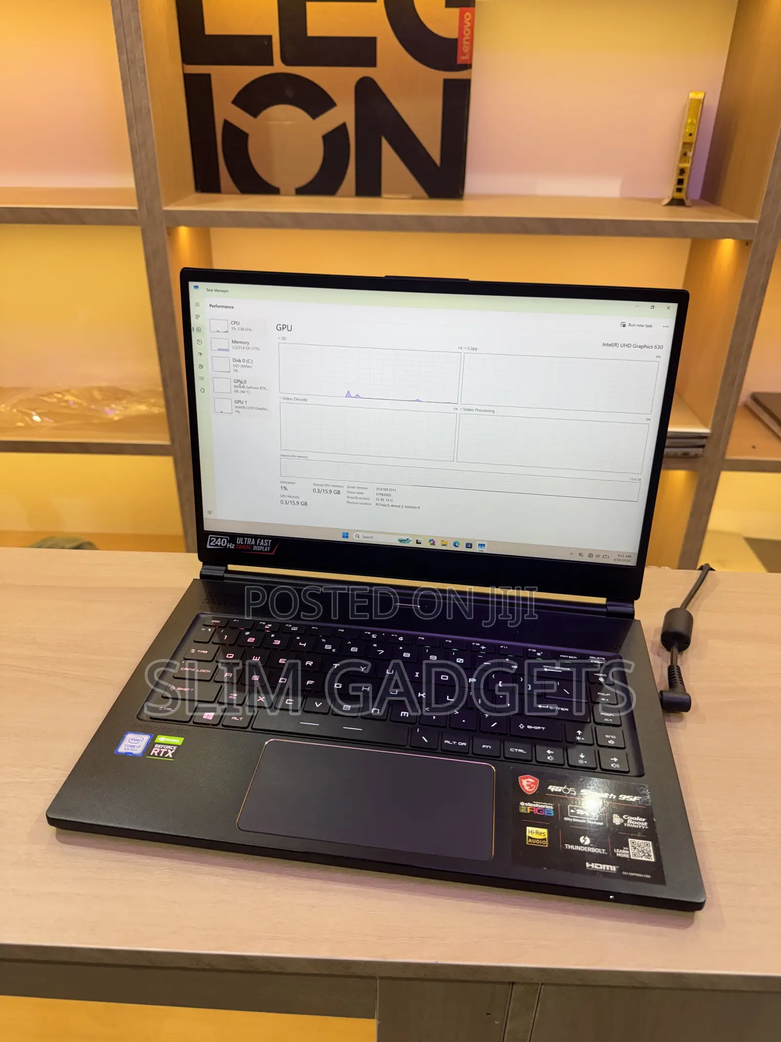 Laptop MSI GS65 Stealth Thin 8RE 32GB Intel Core i7 SSD 512GB