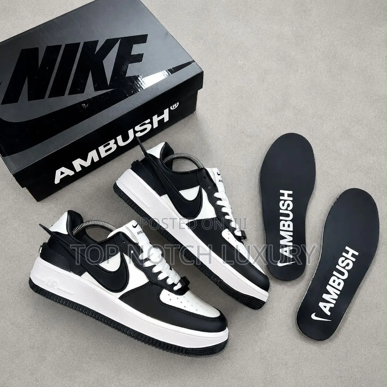 *New _Nike Air Force 1 Low Sp “White_black” Swoosh Ambush Snks”•*