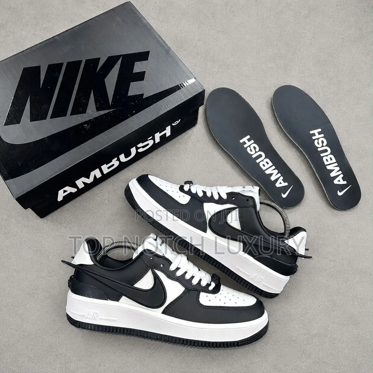 *New _Nike Air Force 1 Low Sp “White_black” Swoosh Ambush Snks”•*