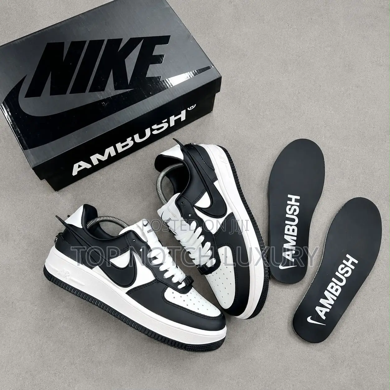 *New _Nike Air Force 1 Low Sp “White_black” Swoosh Ambush Snks”•*