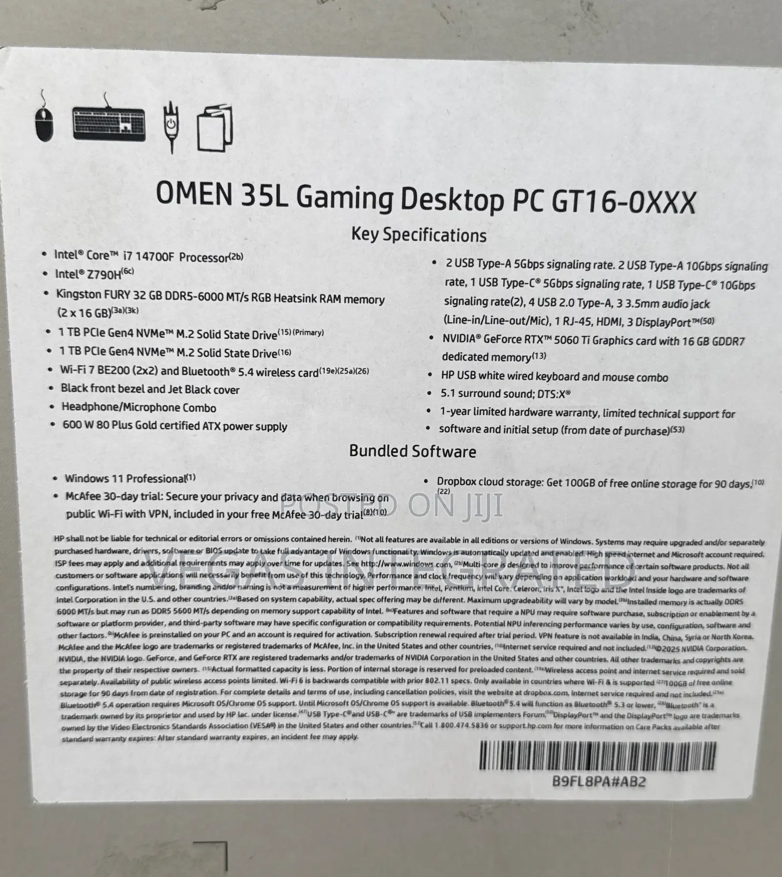 New HP OMEN 35L Gaming Desktop 32GB Intel Core i7 SSD 2T