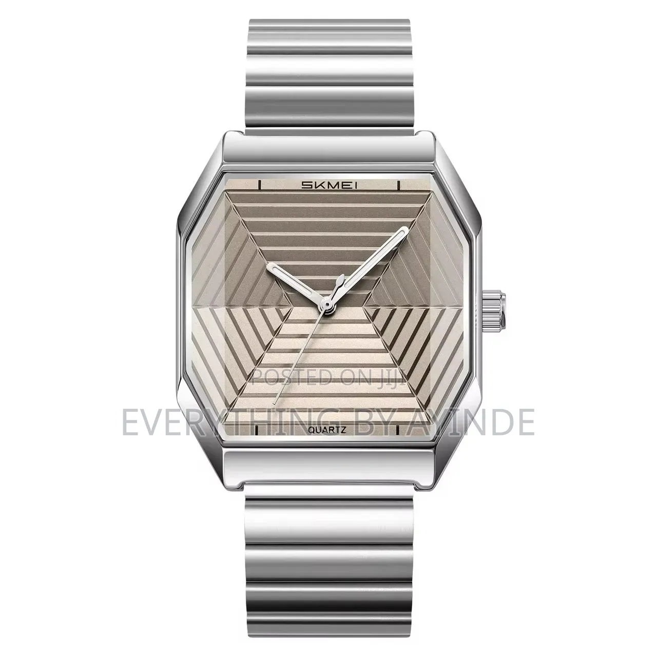Skmei Wrist Watch Analog and Digital Sliver With Gold Face