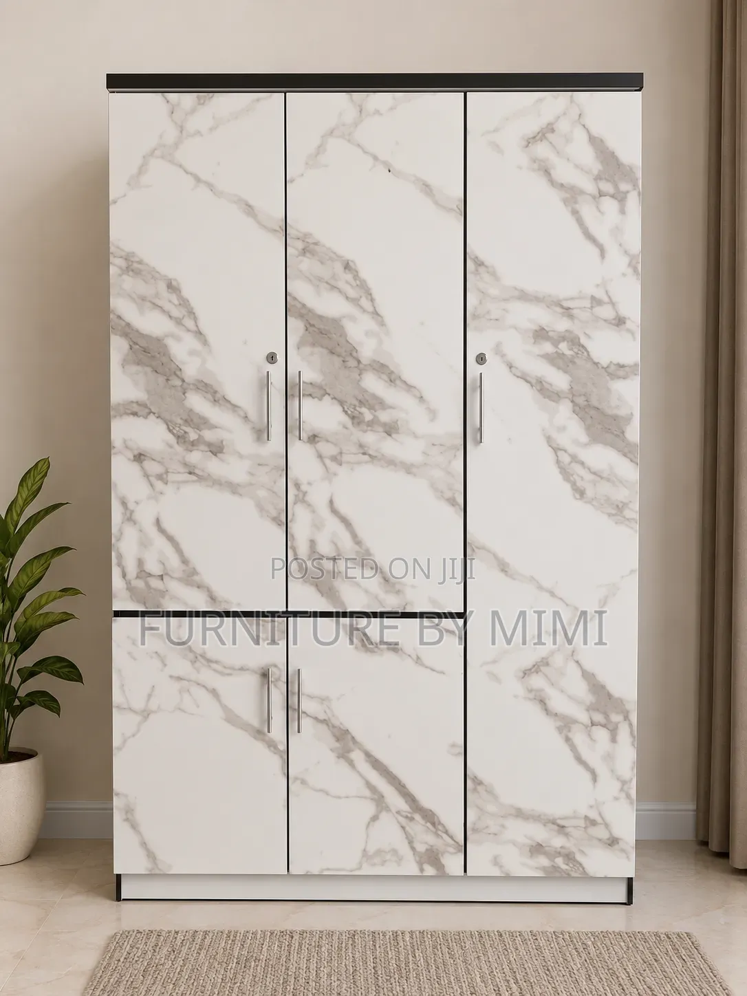 Standard 3-Door HDF Wooden Wardrobe Closet With Built-in Shoe Rack