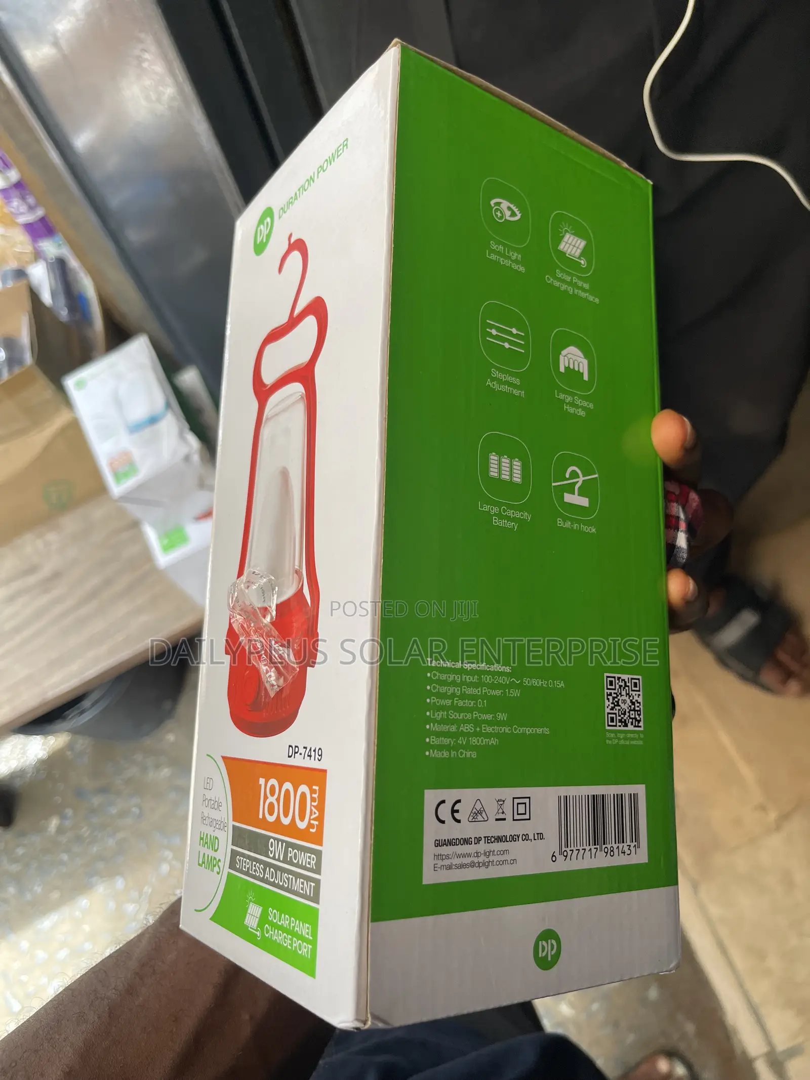DP 1800mah LED Portable Rechargeable Hand Lamp