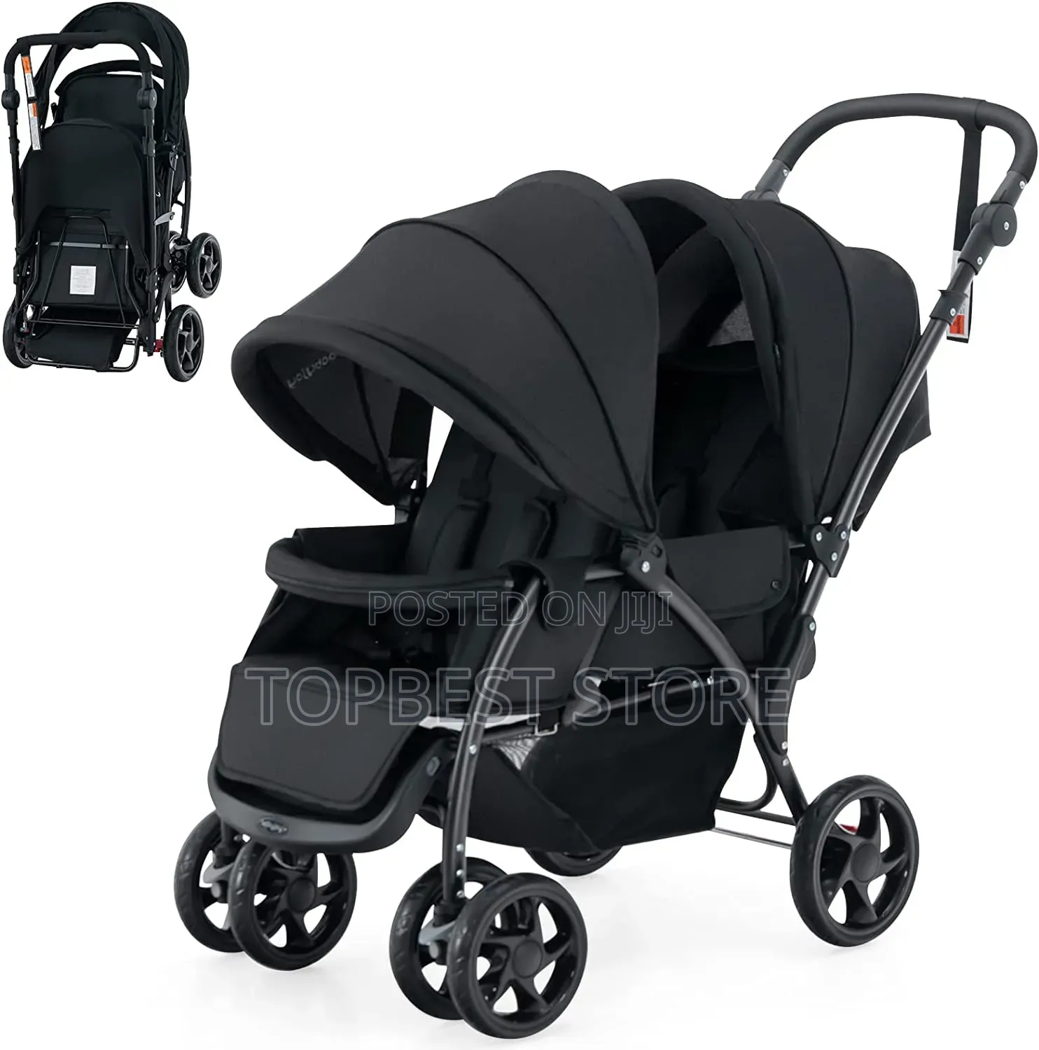 BABY JOY Foldable Tandem Stroller, Twin Pram - Babyjoy
