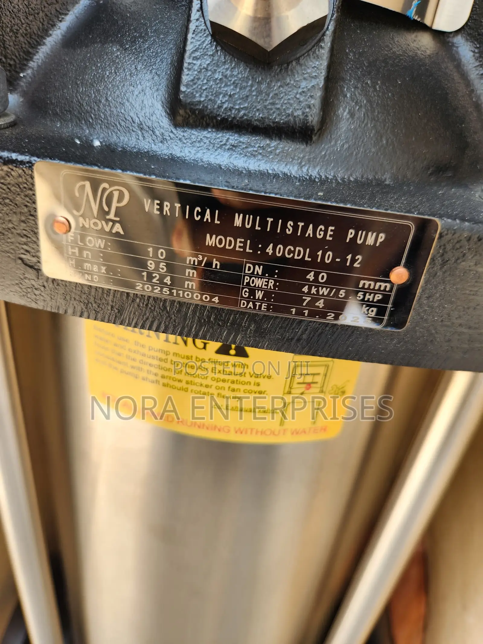 Multistage Vertical Pump Nova 4Kw/5.5hp
