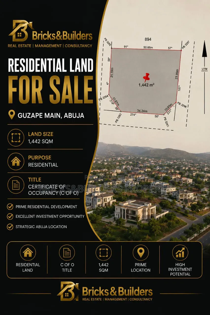 Prime 1,442 SQM Residential Land | C of O | Guzape Main