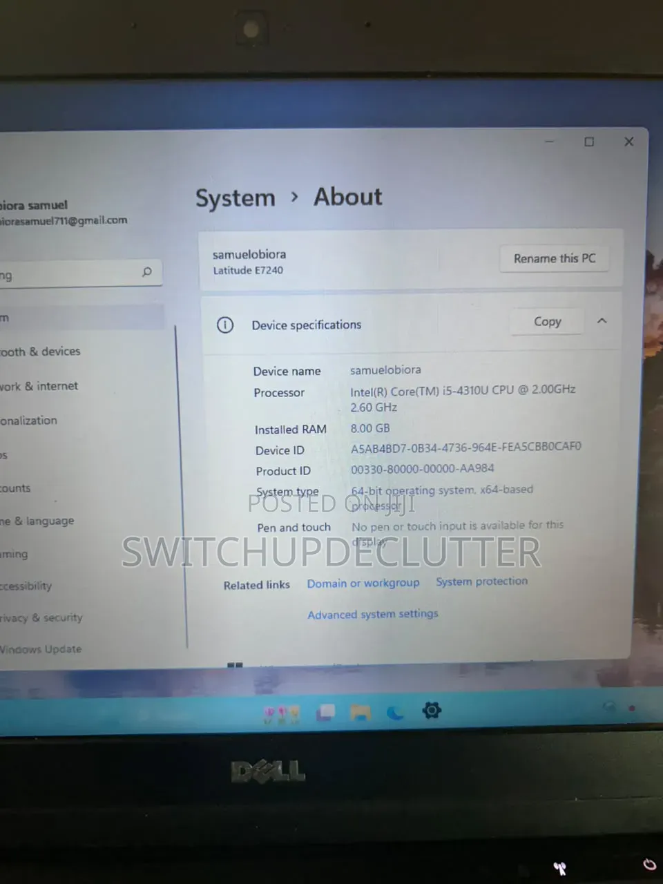 Laptop Dell Latitude E7240 8GB Intel Core i5 SSD 500GB