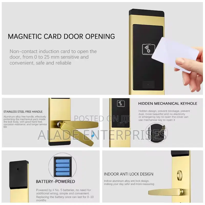 Smart Lock for Aluminum/ Wood/Steel Doors Hotel-Card Keyless