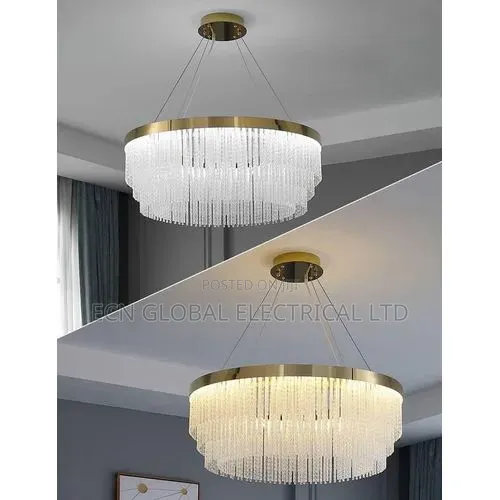 Modern Tiered Crystal Fringe Chandelier (Luxury Gold Finish)