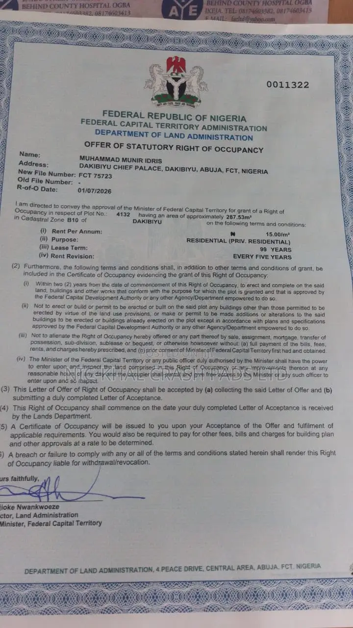 Breaking News! Very Sweet Buildable Land in Jabi Dakibiyu,CofO Handy