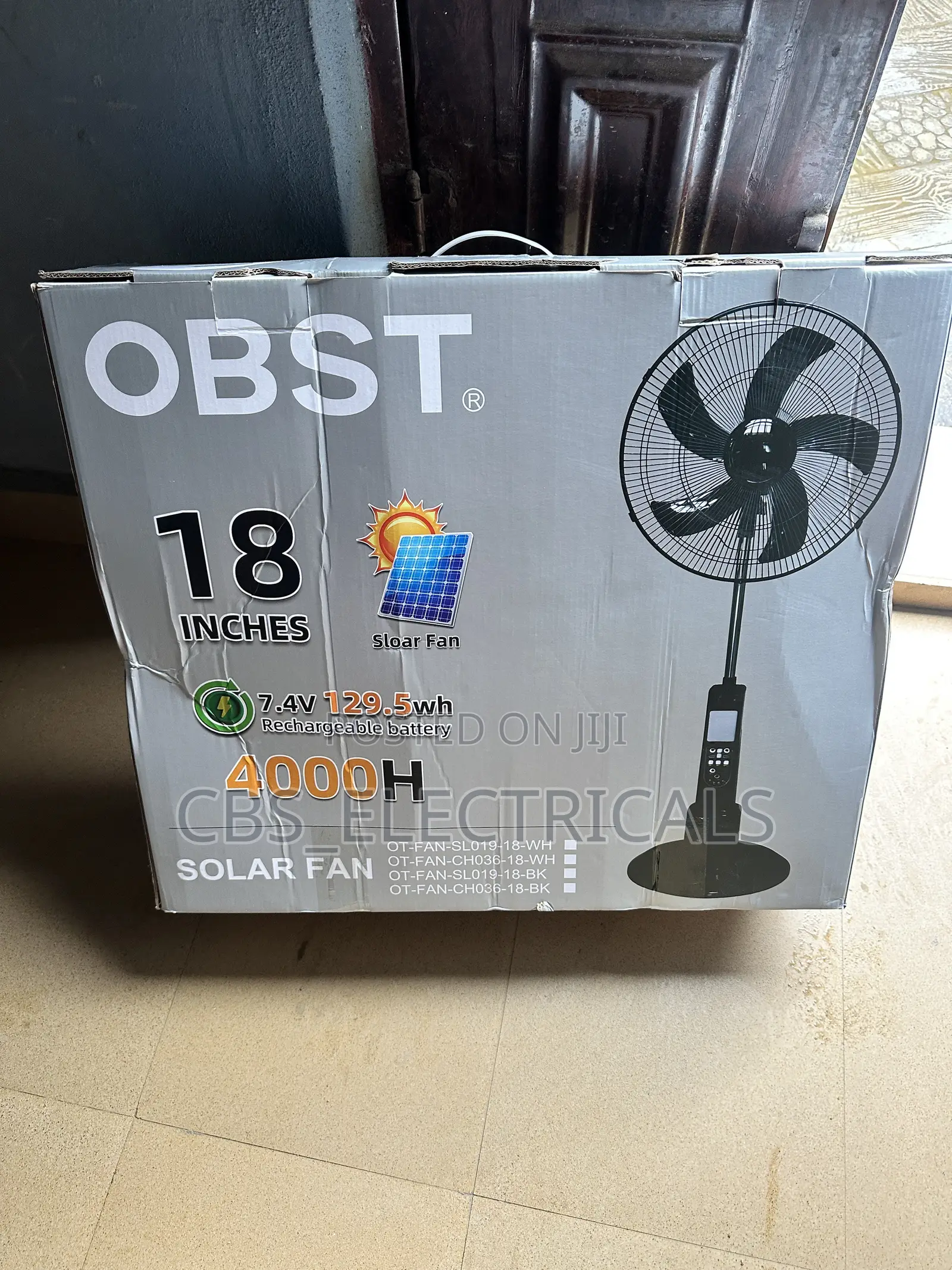 OBST 18-Inch Rechargeable Solar Stand Fan