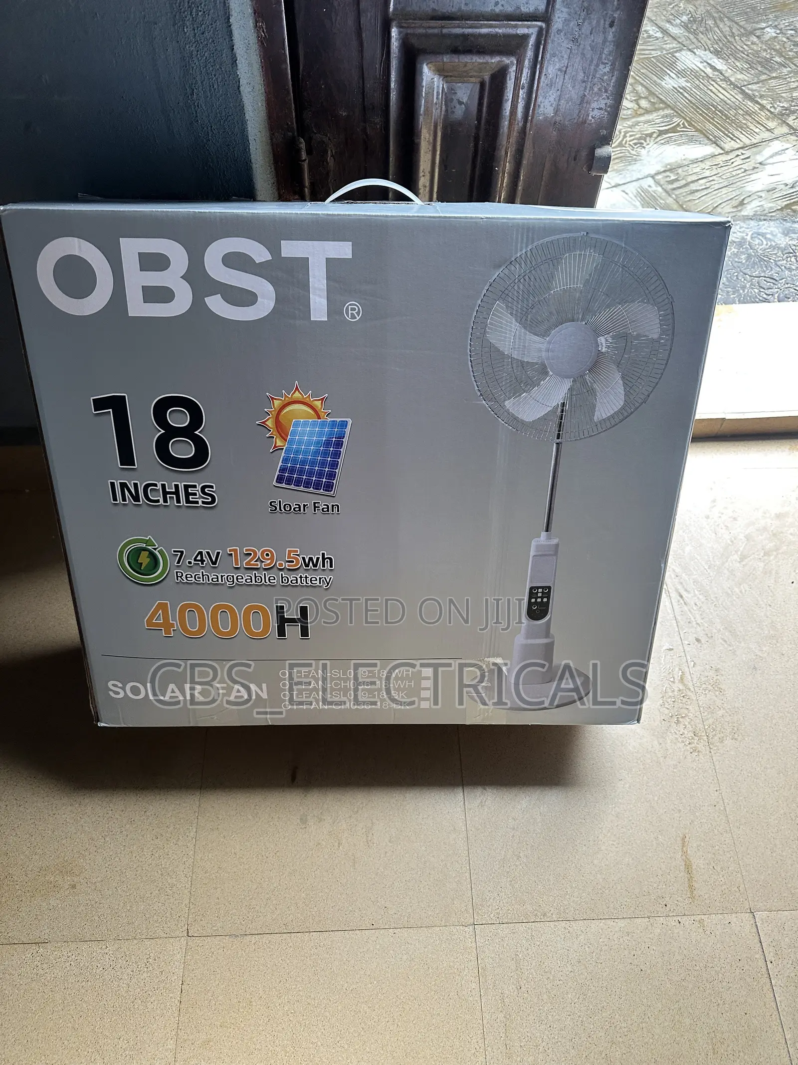 OBST 18-Inch Rechargeable Solar Stand Fan