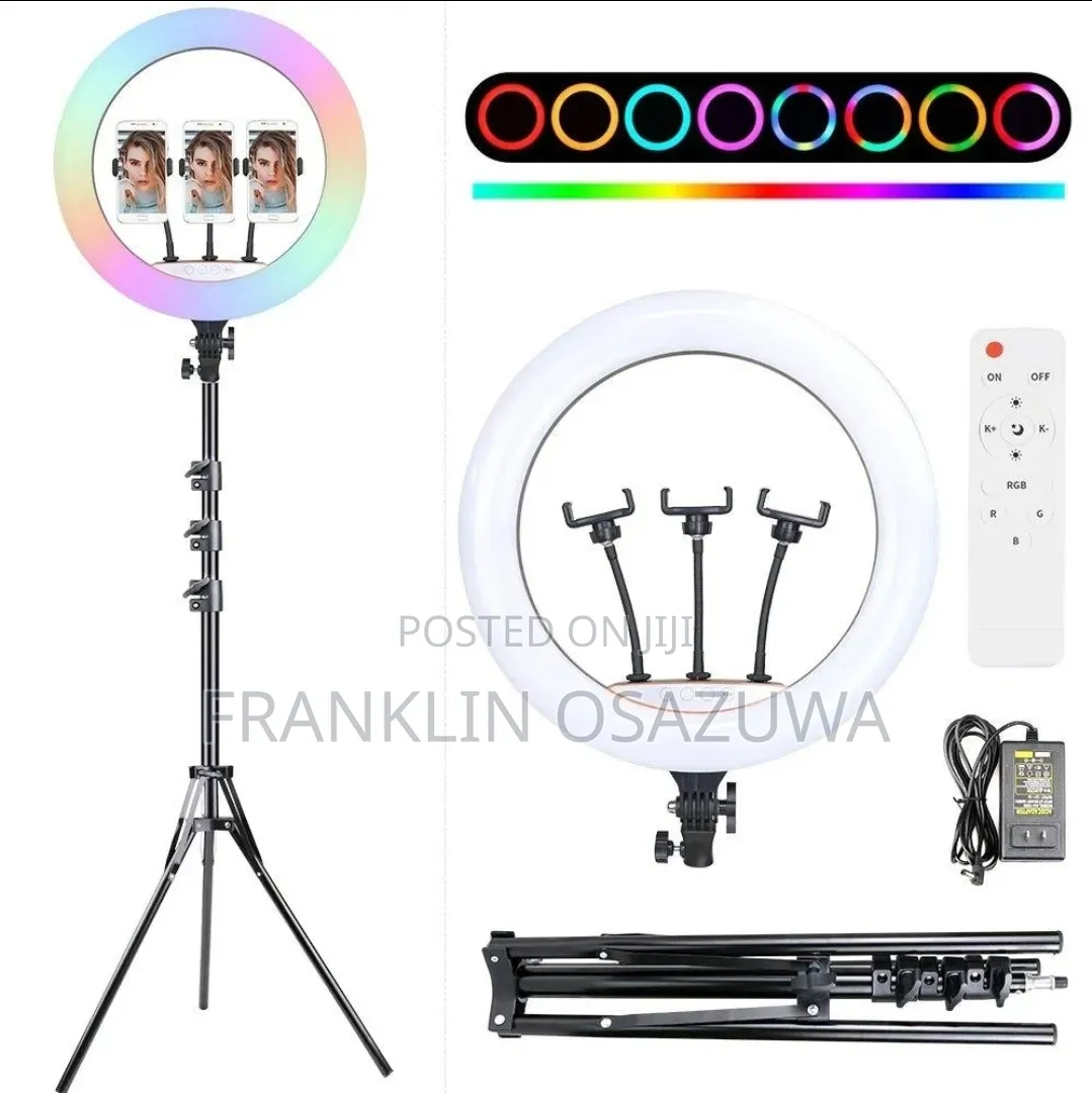 Professional 18-Inch RGB LED Ring Light Kit With Tripod Stand Remote