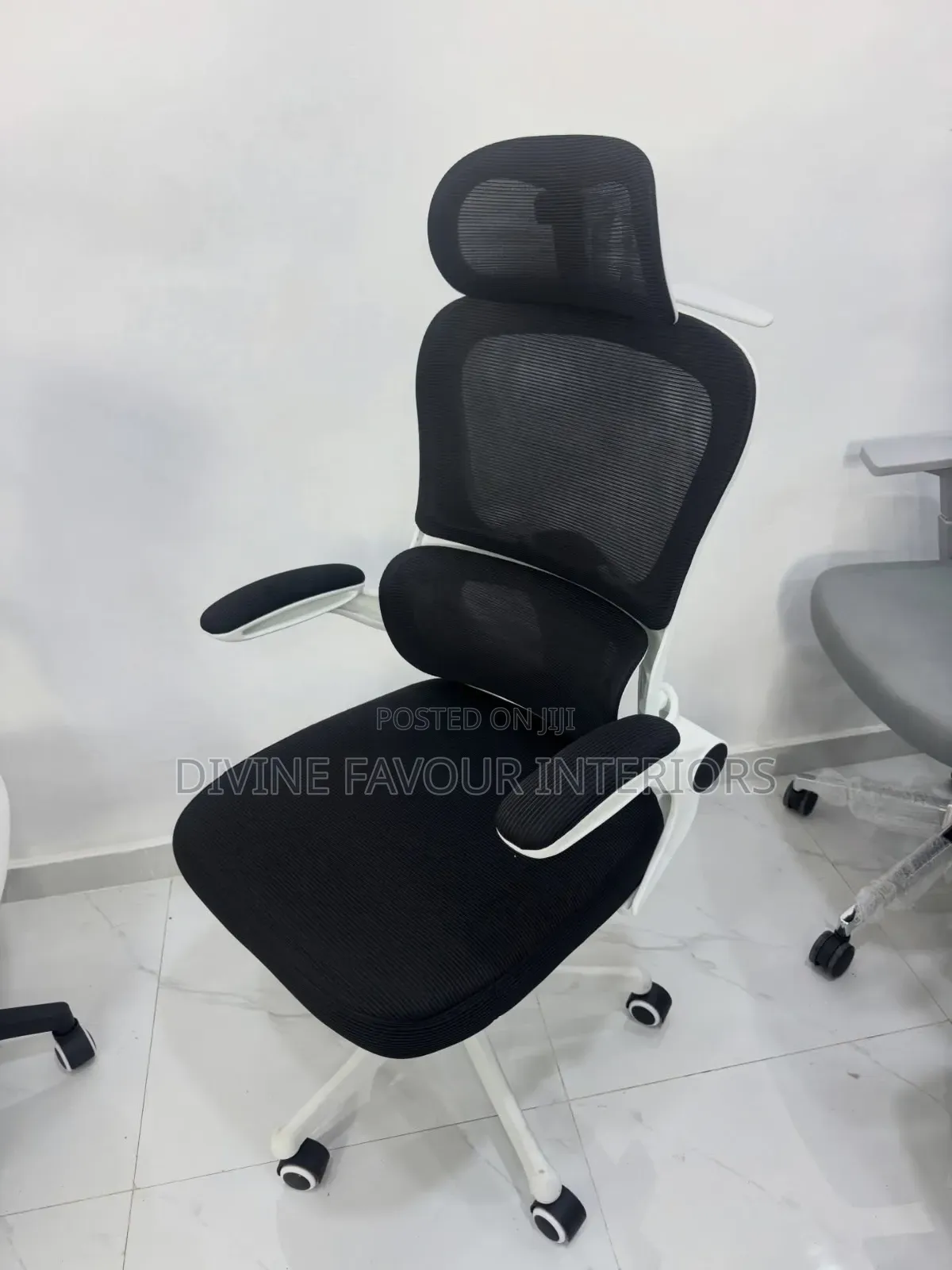 Electric Adjustable Desk With Egornomic Office Chair Lumbar Support