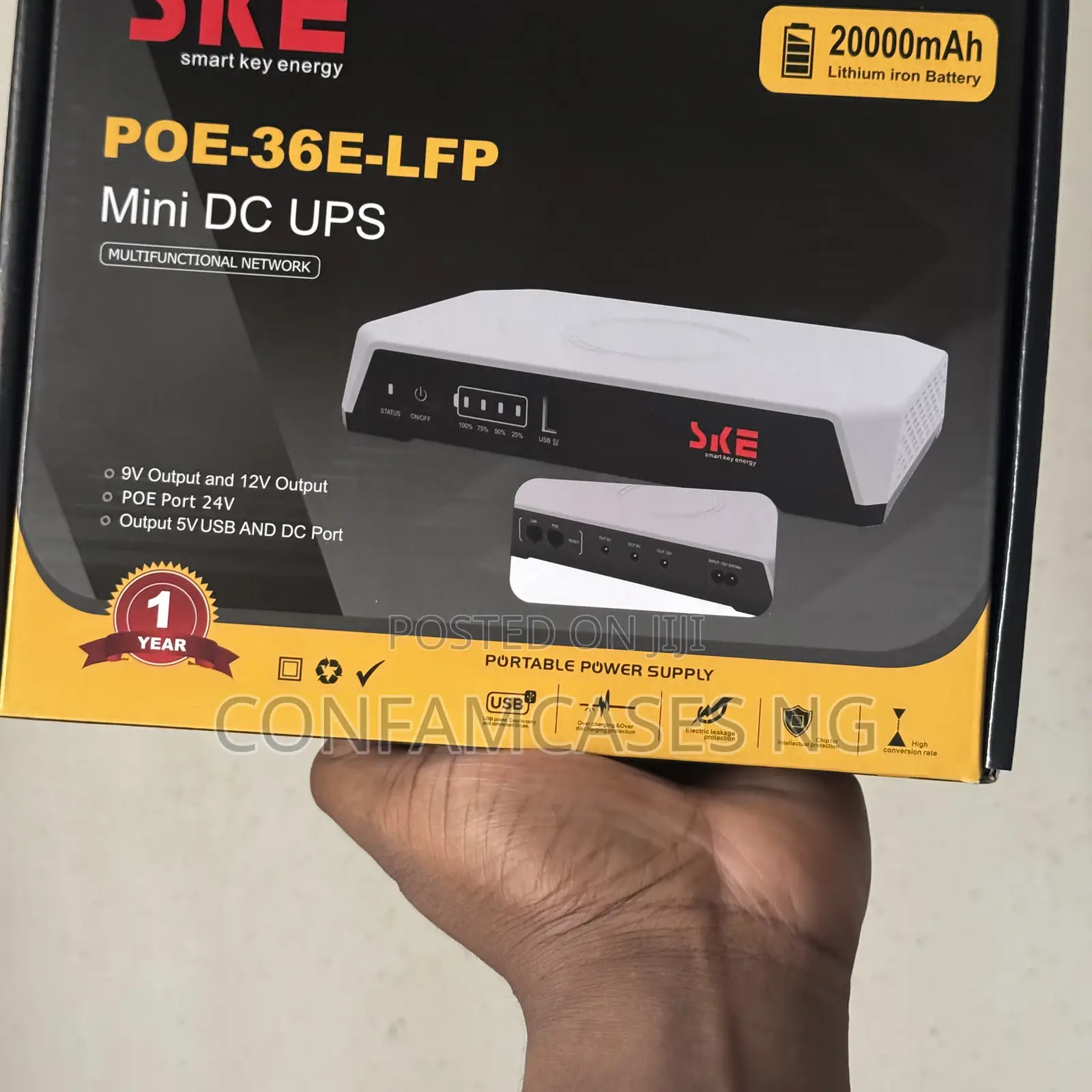 SKE POE-36E-LFP 20000mAh 36W Mini DC UPS Wifi Router Power Bank