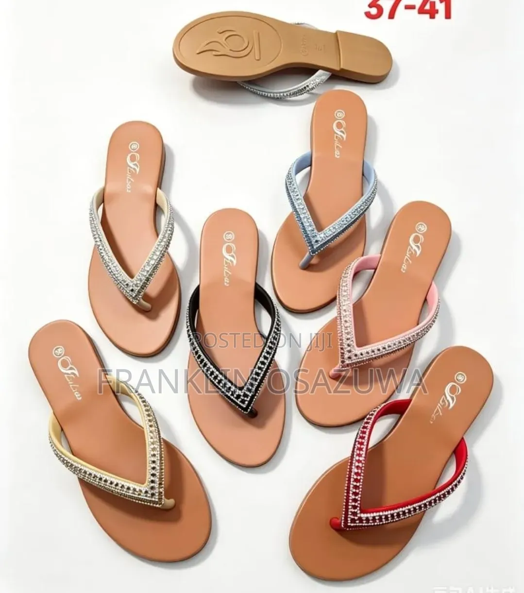 Women's Rhinestone Flat Flip-Flop Slippers – Fashion Casual Sandals