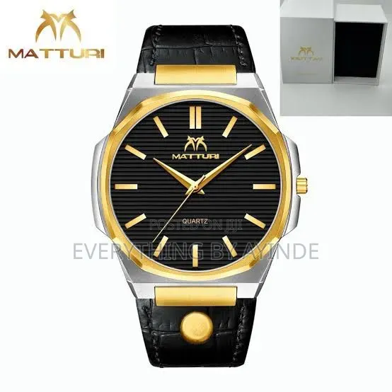 Matturi Wrist Watch Analog Black and Gold With Black Face
