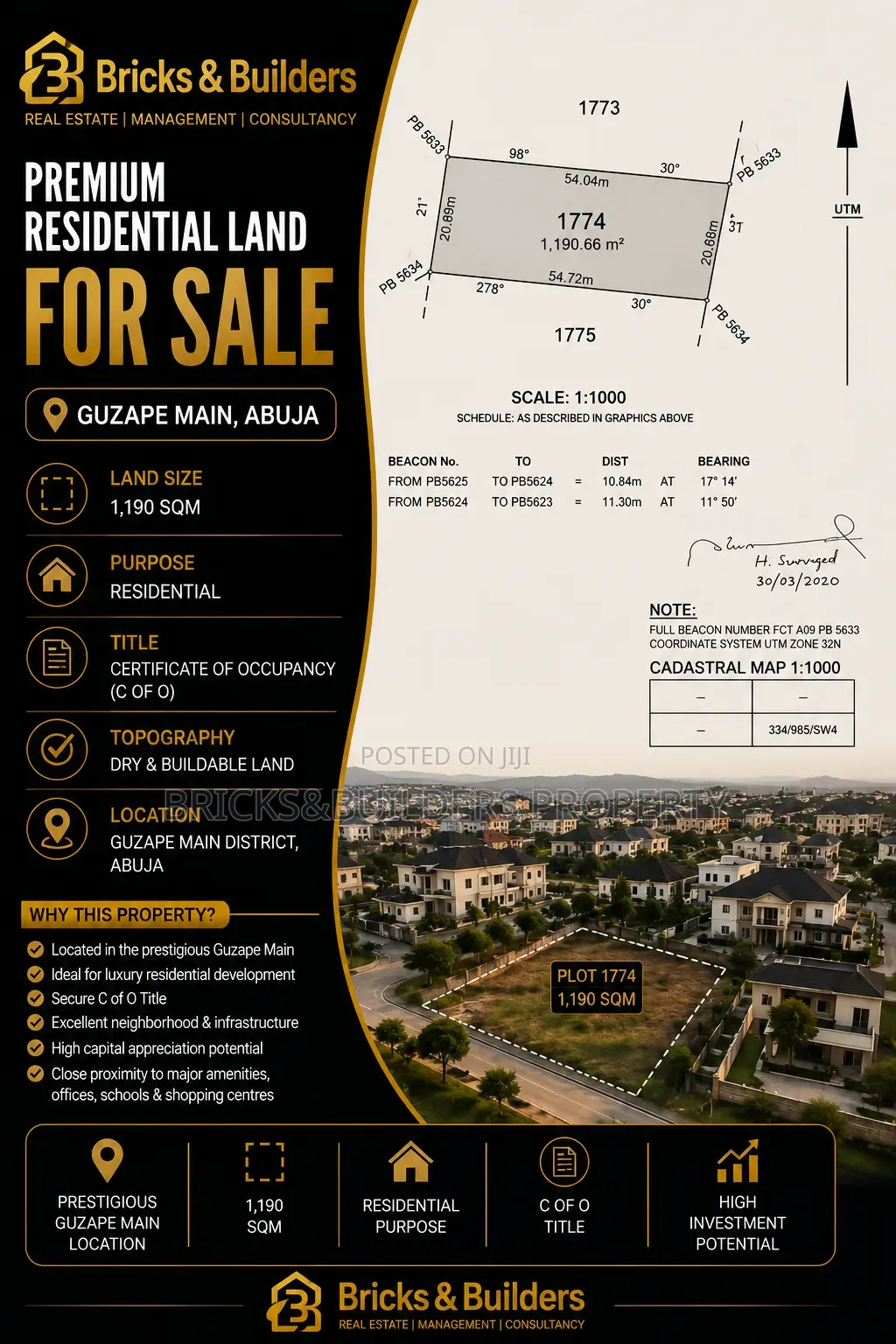 Prime 1,190sqm Residential Plot for Sale in Guzape Main Abuja | C of O